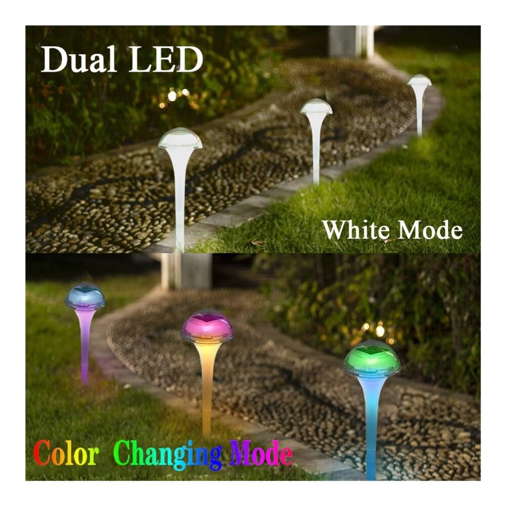 pearlstar Solar Mushroom Garden Lights 6-Pack, LED Pathway Outdoor Waterproof, C - Picture 2 of 7